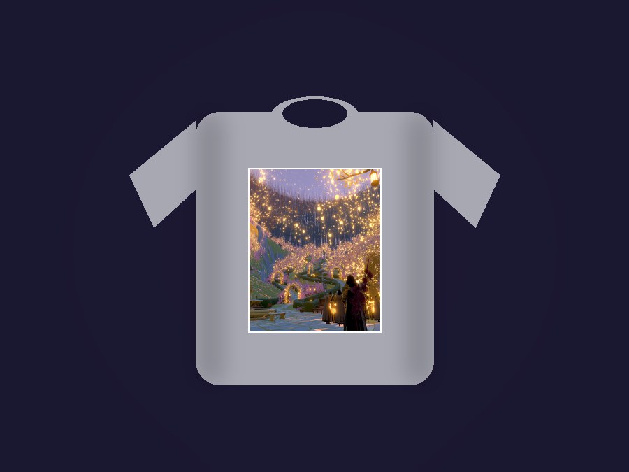 Unisex tee with the lantern terrace garden print